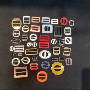 Vintage Mixed Belt Buckle Collection - Multi-Color Metal Buckle Assortment
